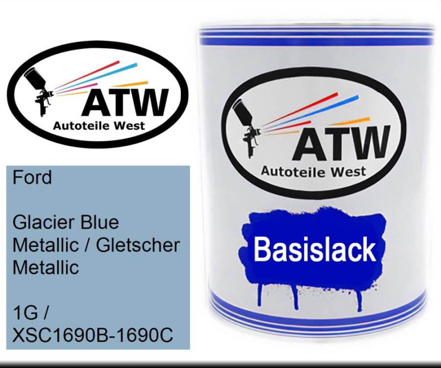 Ford, Glacier Blue Metallic / Gletscher Metallic, 1G / XSC1690B-1690C: 1L Lackdose, von ATW Autoteile West.